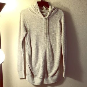 Grey pullover with draw string neck